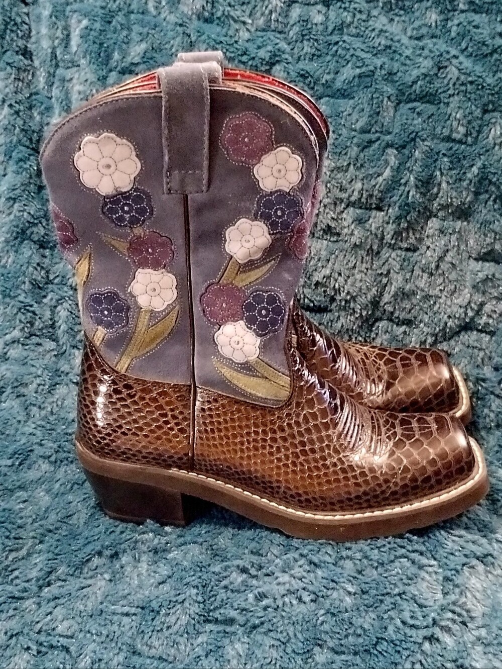Ariat Doll Baby Western Cowboy Boots Women’s 9B Floral Snake Print 16209